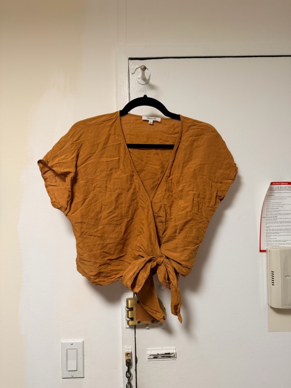 Madewell Rust Tie-Front V-Neck Blouse